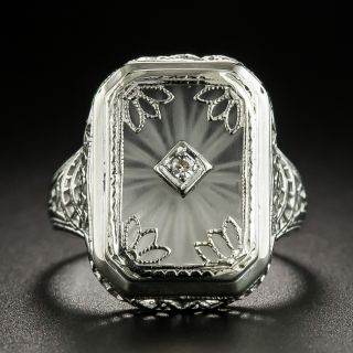 Art Deco Rock Crystal Quartz and Diamond Ring - 2