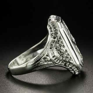Art Deco Rock Crystal Quartz and Diamond Ring
