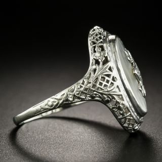 Art Deco Rock Crystal Quartz and Diamond Ring
