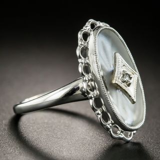 Art Deco Rock Crystal Quartz and Diamond Ring