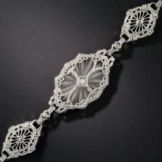 Art Deco Rock Crystal Quartz Diamond Bracelet 