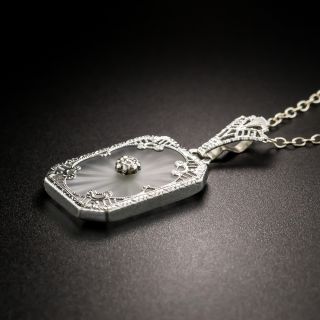 Art Deco Rock Crystal Quartz Filigree Pendant