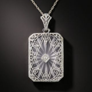 Art Deco Rock Crystal Quartz Pendant Necklace - 2