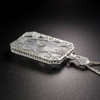 Art Deco Rock Crystal Quartz Pendant Necklace
