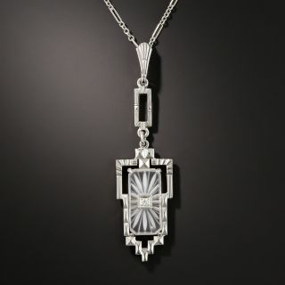 Art Deco Rock Crystal Quartz Pendant Necklace by Krementz