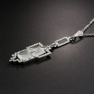 Art Deco Rock Crystal Quartz Pendant Necklace by Krementz