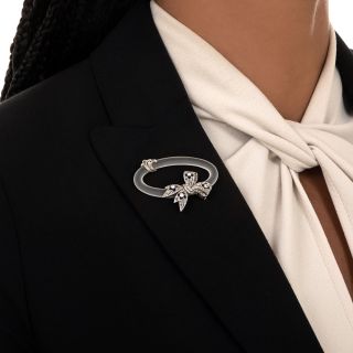 Art Deco Rock Crystal, Sapphire and Diamond Bow Brooch