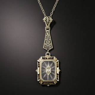 Art Deco Rock Quartz and Diamond Pendant - 2