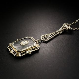 Art Deco Rock Quartz and Diamond Pendant