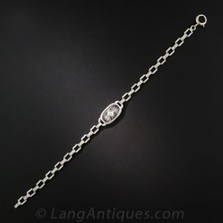 Art Deco Rock Quartz Crystal and Diamond Bracelet by Krementz