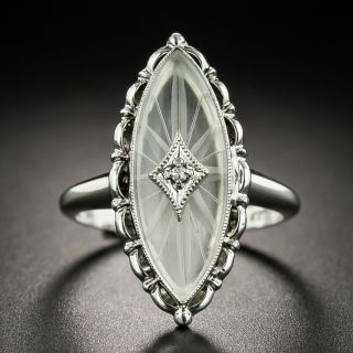 Art Deco Rock Quartz Crystal and Diamond Dinner Ring - 2