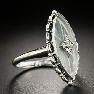 Art Deco Rock Quartz Crystal and Diamond Dinner Ring
