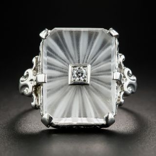 Art Deco Rock Quartz Crystal Diamond Ring