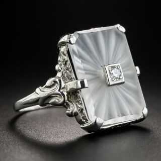 Art Deco Rock Quartz Crystal Diamond Ring