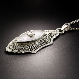 Art Deco Rock Quartz Crystal Pendant Necklace