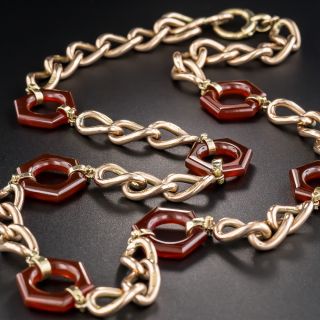 Art Deco Rose Gold Carnelian Necklace  