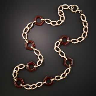 Art Deco Rose Gold Carnelian Necklace  