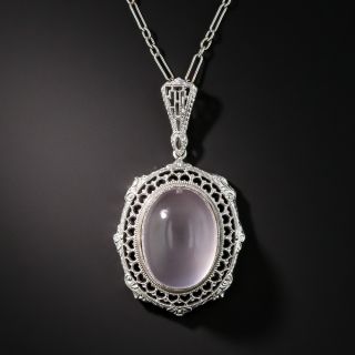 Art Deco Rose Quartz Necklace - 2
