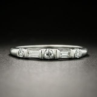 Art Deco Round and Baguette Diamond Wedding Band - 2