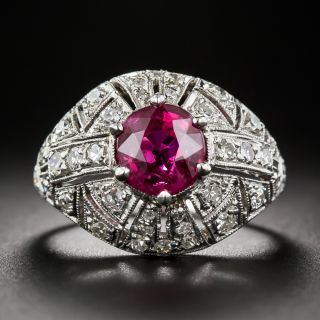 Art Deco Rubellite Tourmaline and Diamond Ring - 7