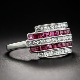 Art Deco Ruby and Diamond Band Ring