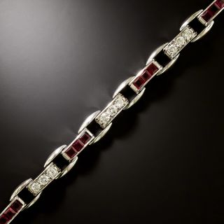 Art Deco Ruby and Diamond Bracelet by Hartzberg - 3