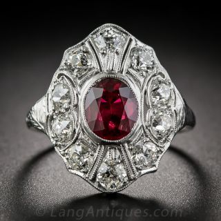 Art Deco Ruby and Diamond Dinner Ring
