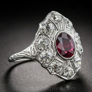 Art Deco Ruby and Diamond Dinner Ring