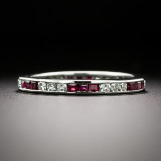 Art Deco Ruby And Diamond Eternity Band - Size 5 3/4 - 2