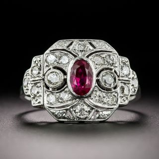 Art Deco Ruby and Diamond Ring - 2