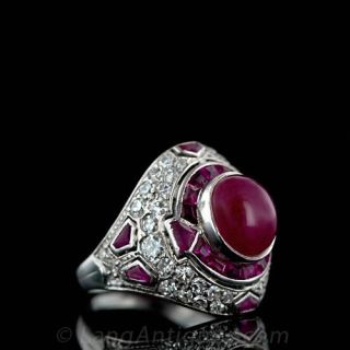Art Deco Ruby Cabochon Ring