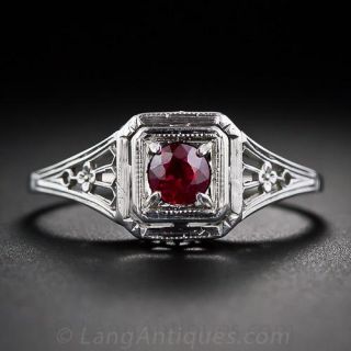 Art Deco Ruby Filigree Ring