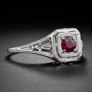 Art Deco Ruby Filigree Ring