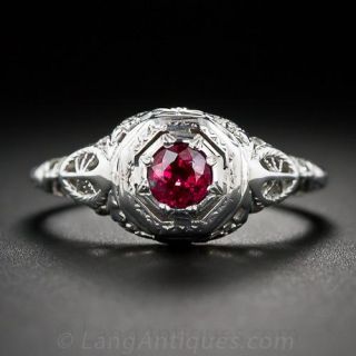 Art Deco Ruby Filigree Ring