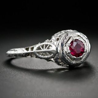 Art Deco Ruby Filigree Ring
