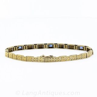 Art Deco Sapphire and 14 Karat Gold Bracelet