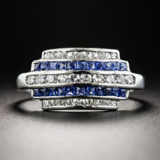 Art Deco Sapphire and Diamond Band Ring