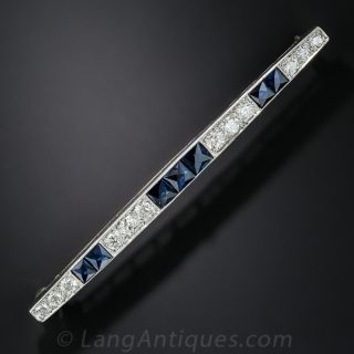 Art Deco Sapphire and Diamond Bar Pin