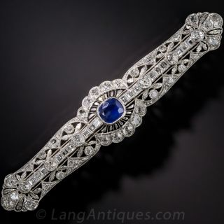 Art Deco Sapphire and Diamond Bar Pin