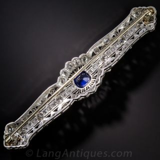 Art Deco Sapphire and Diamond Bar Pin