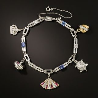 Art Deco Sapphire and Diamond Charm Bracelet - 2