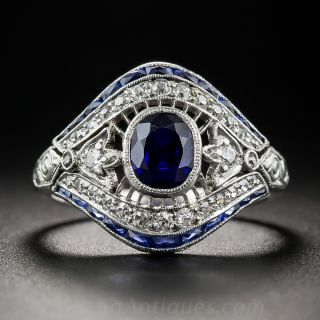 Art Deco Sapphire and Diamond Cigar Band Ring