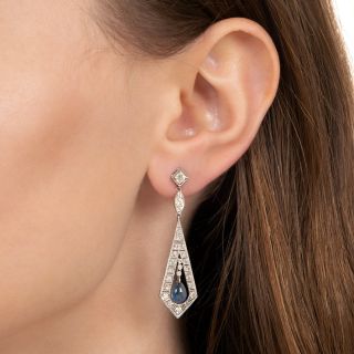 Art Deco Sapphire and Diamond Dangle Earrings