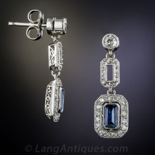 Art Deco Sapphire and Diamond Dangle Earrings