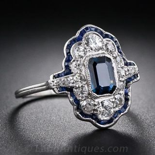 Art Deco Sapphire and Diamond Dinner Ring