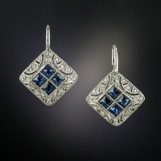Art Deco Sapphire and Diamond Earrings - 3