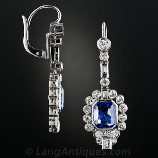 Art Deco Sapphire and Diamond Earrings