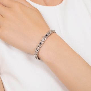 Art Deco Sapphire and Diamond Filigree Bracelet
