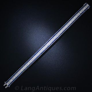 Art Deco Sapphire and Diamond Line Bracelet