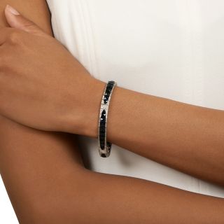 Art Deco Sapphire and Diamond Line Bracelet by Bailey, Banks & Biddle